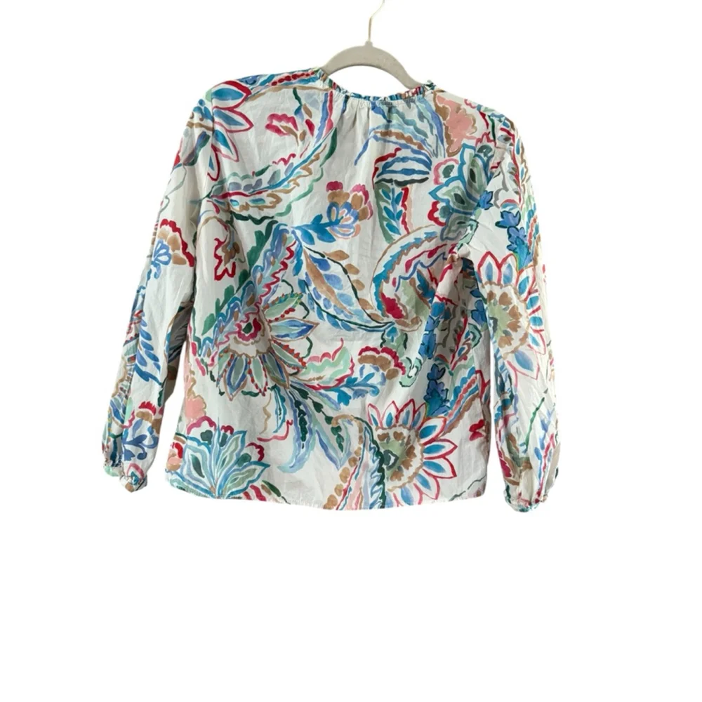 Women's Zara White Multi-Color Floral Blouse Size S - Picture 8 of 8
